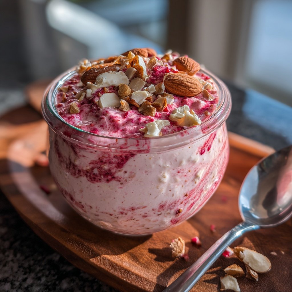 Overnight Oats with Strawberry Swirl
