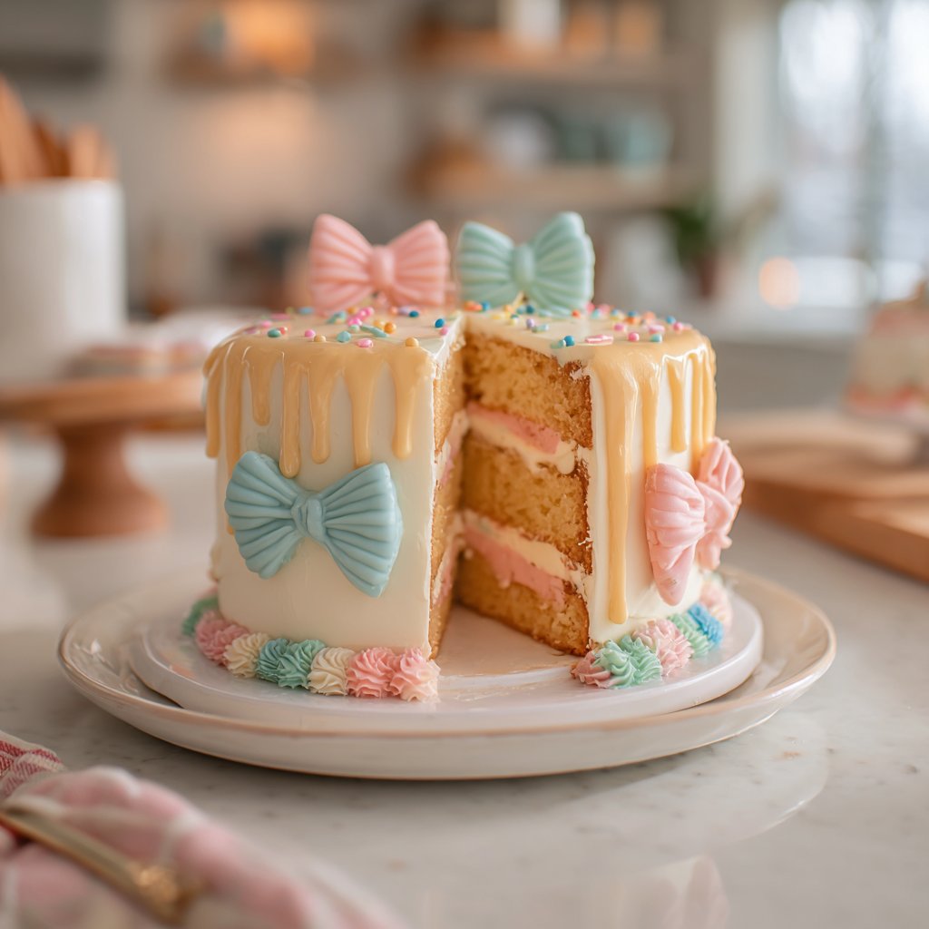 Two Tier Birthday Cake with Bows